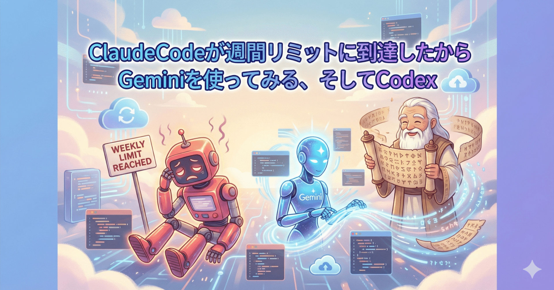 ClaudeCodeが週間リミットに到達したからGeminiを使ってみる、そしてCodex