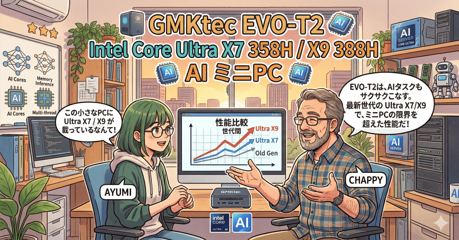 GMKtec EVO-T2 Intel Core Ultra X7 358H / X9 388H AI ミニPC