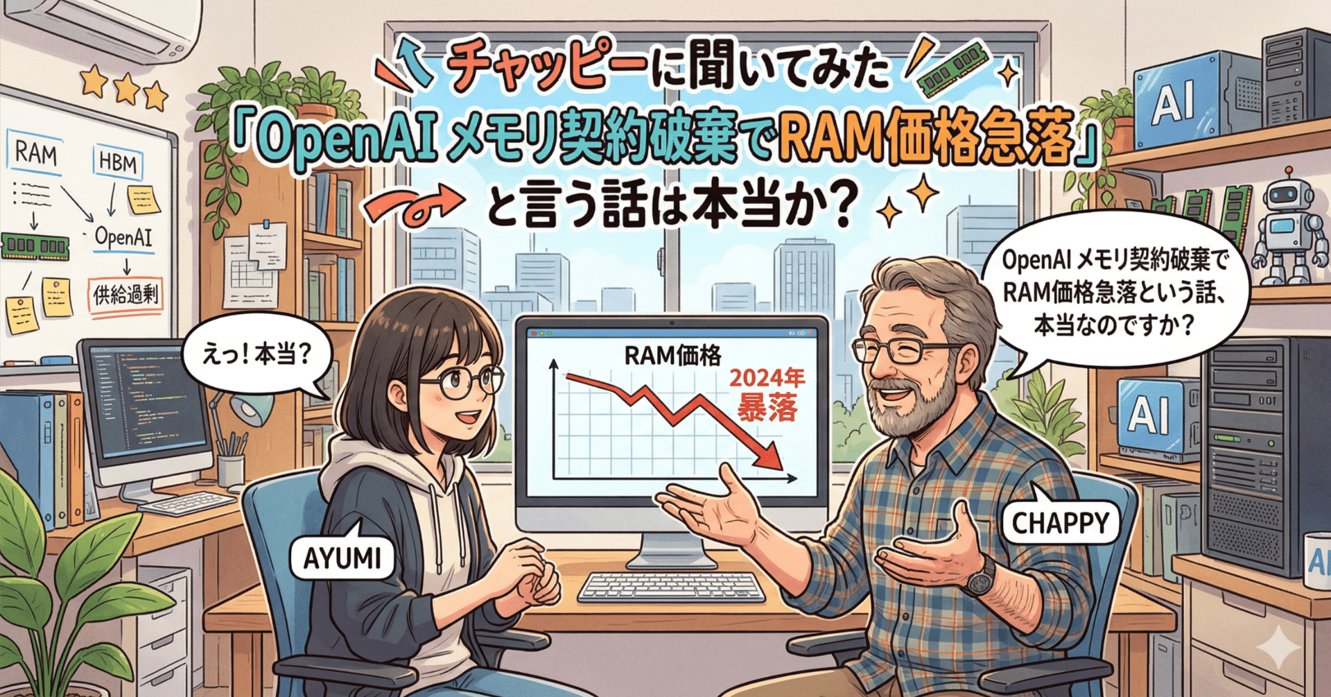 チャッピーに聞いてみた 「OpenAI メモリ契約破棄でRAM価格急落」と言う話は本当か?