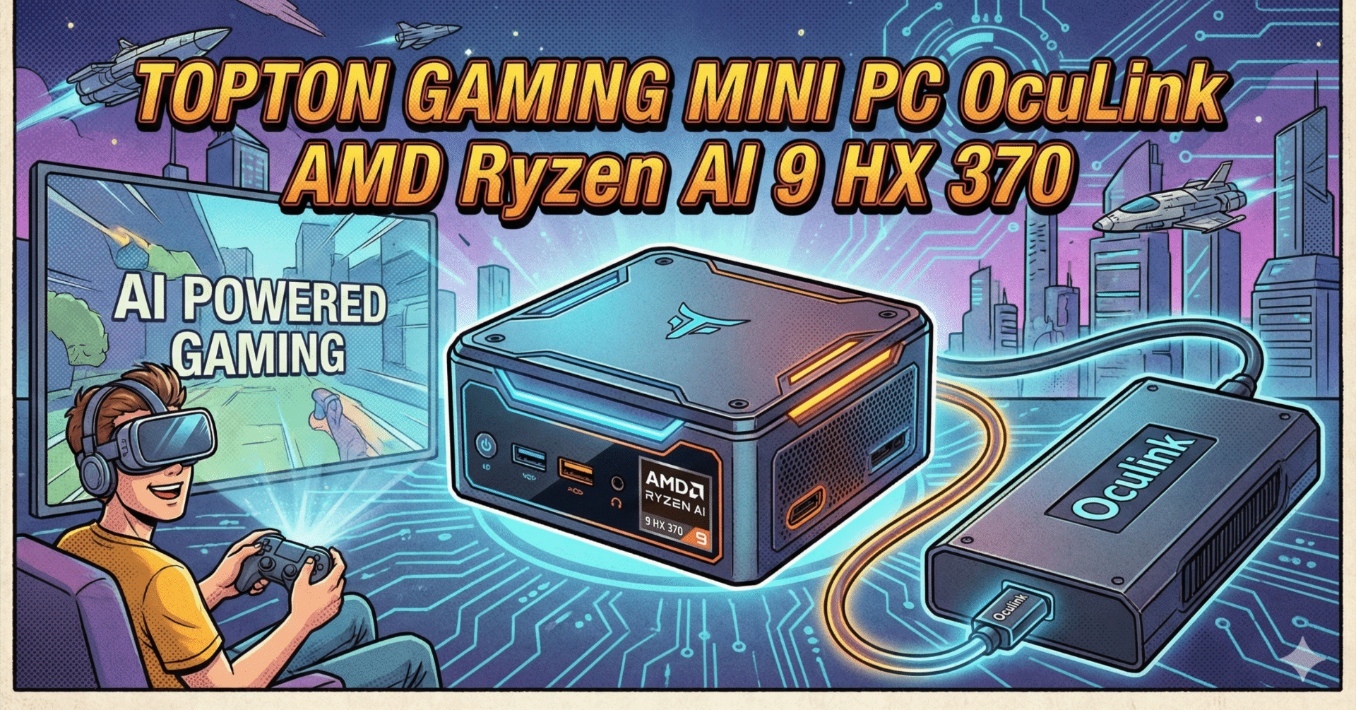 Topton Gaming Mini PC Oculink AMD Ryzen AI 9 HX 370