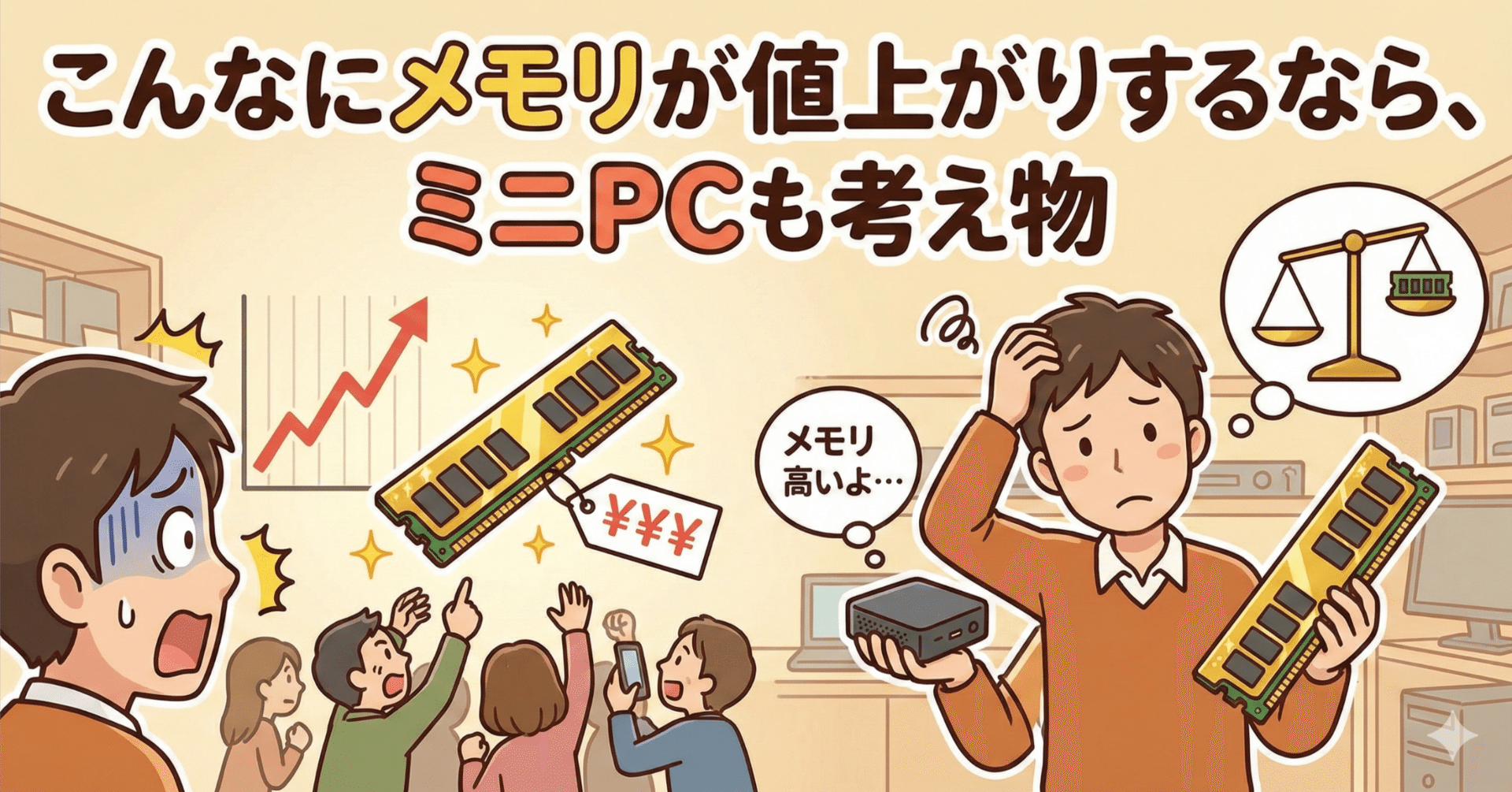 こんなにメモリが値上がりするなら、ミニPCも考え物